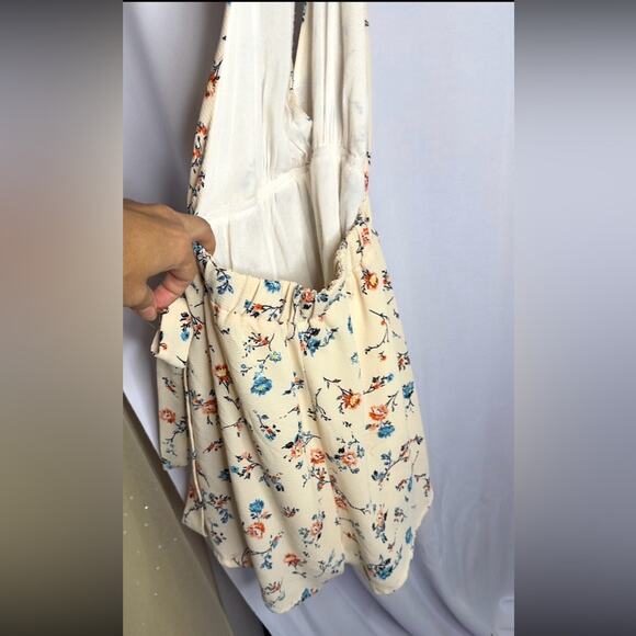 Floral Flower Romper Shortsie Halter Backless Tie-Waist - Picture 5 of 5